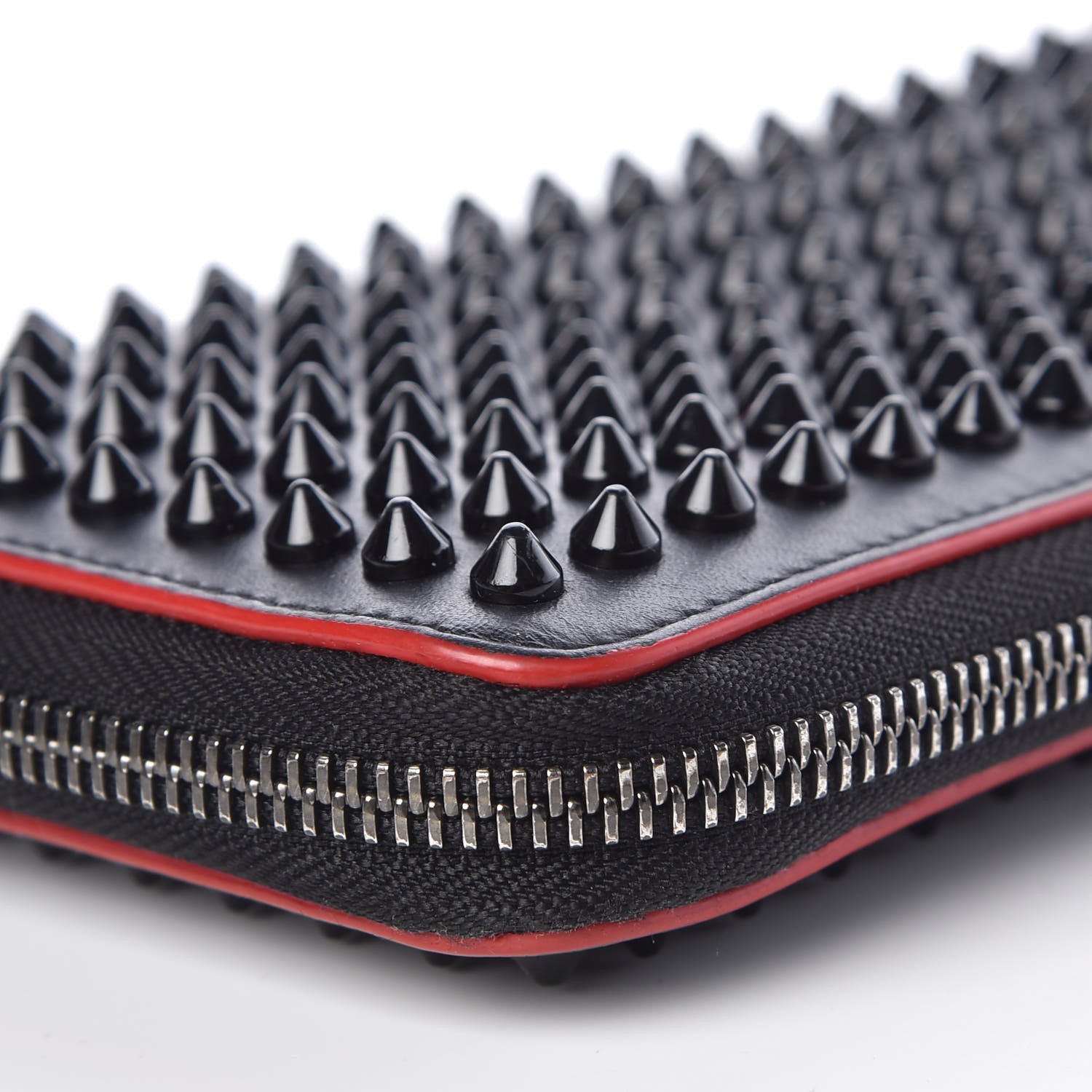 Christian Louboutin Calfskin Panettone Spiked Zip Around Wallet Black 10 of 15