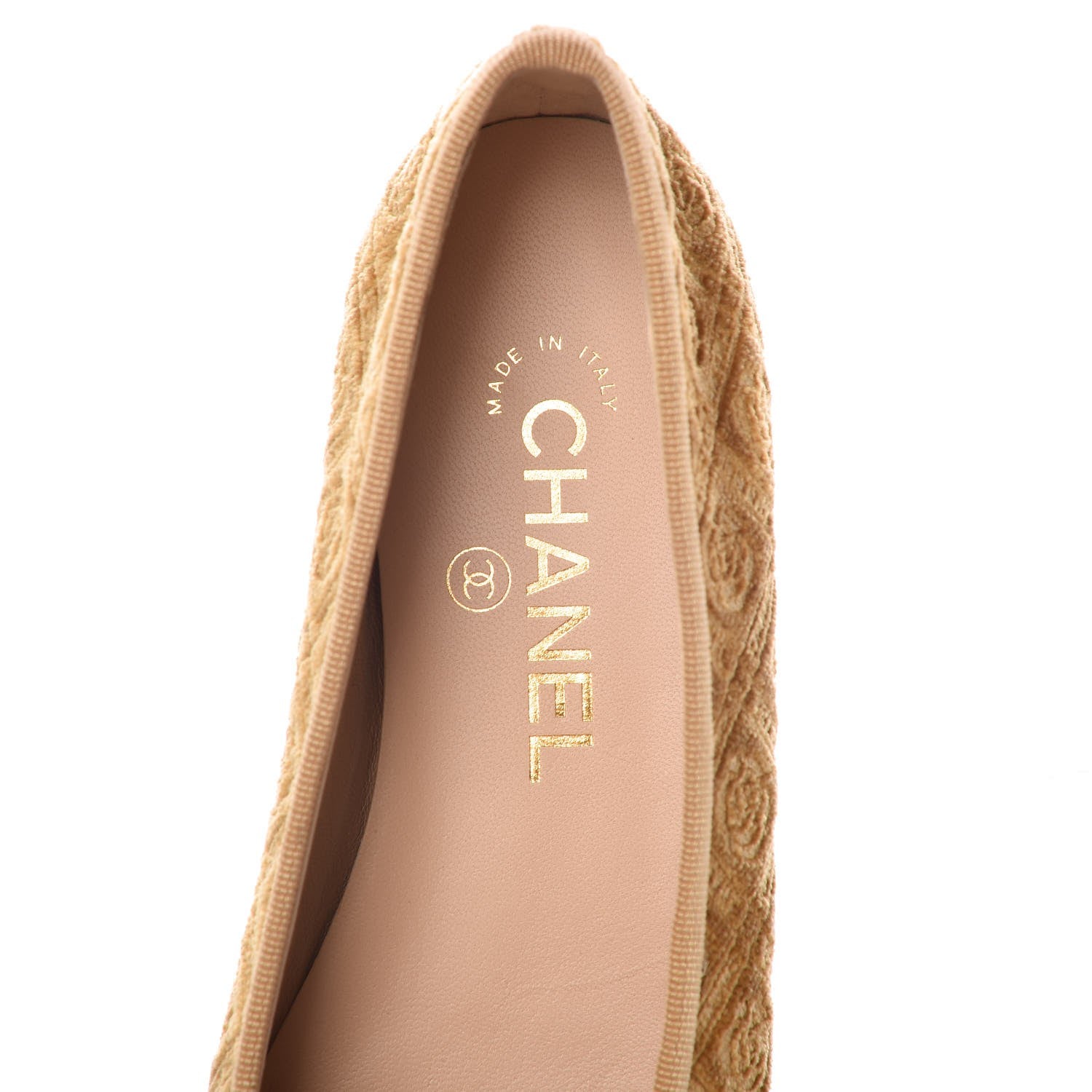 Chanel Silk Velvet Bow CC Ballet Flats 36.5 Gold Black 5 of 9