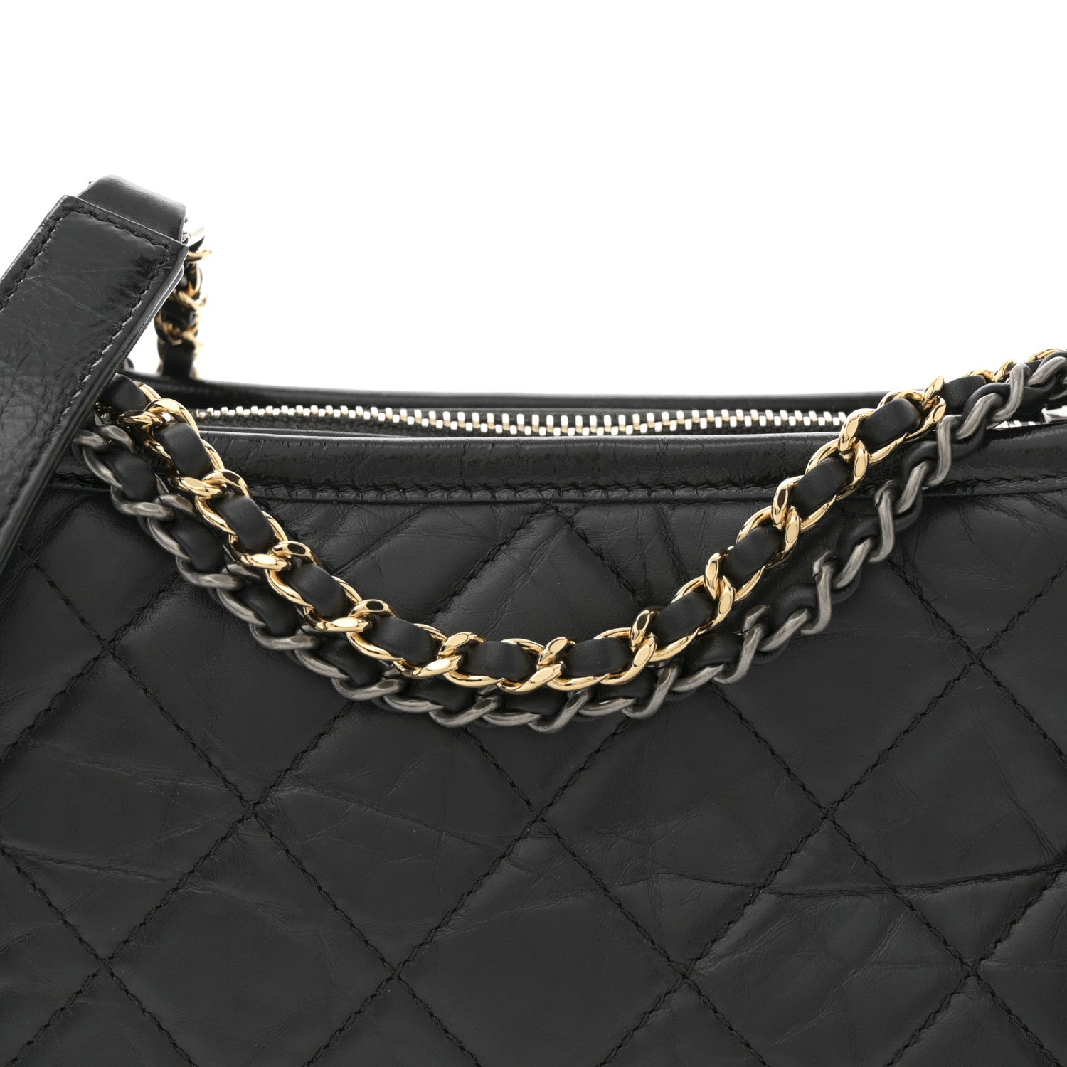 Chanel Aged Calfskin Quilted Small Gabrielle Hobo Black 8 of 11