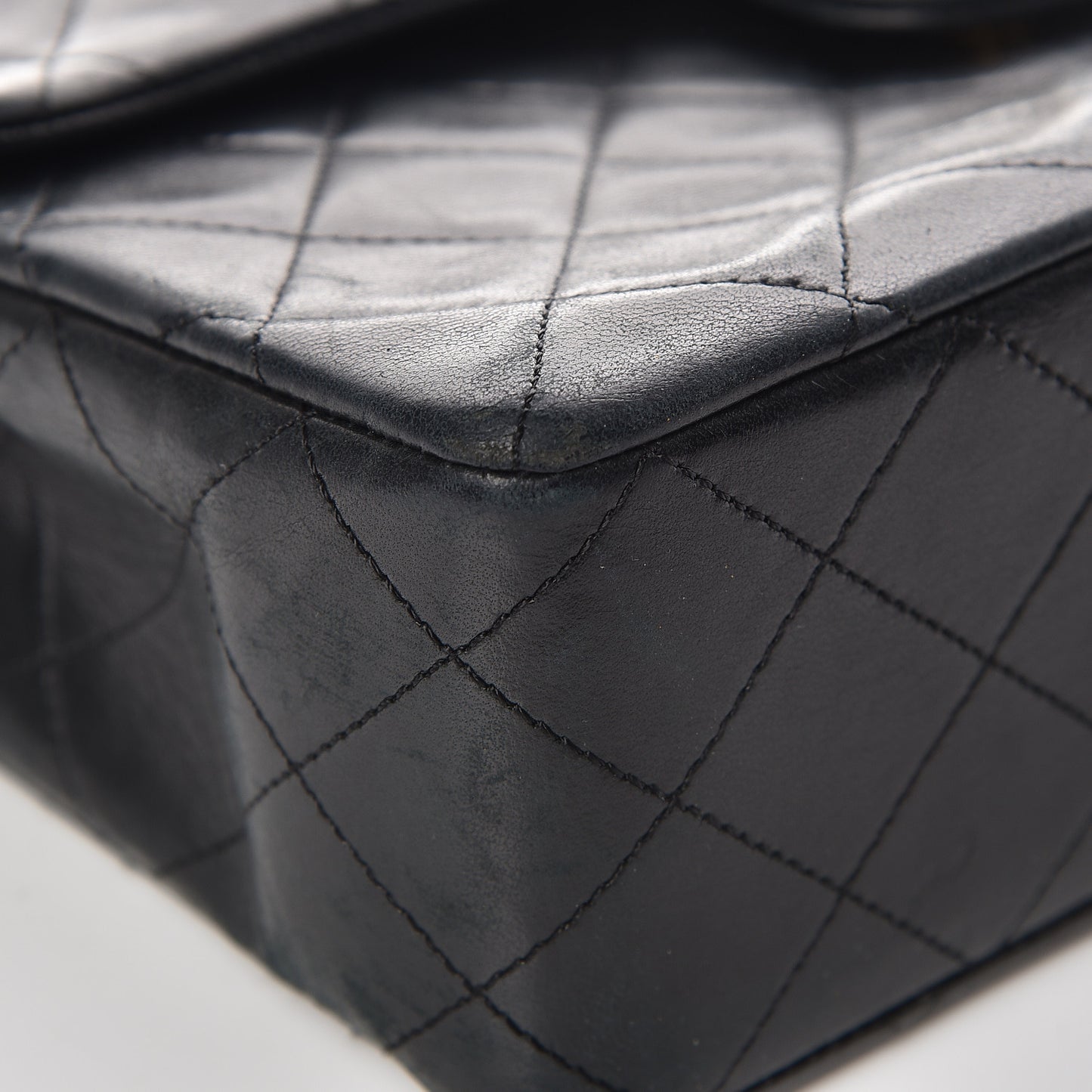 Lambskin Quilted Medium Double Flap Black