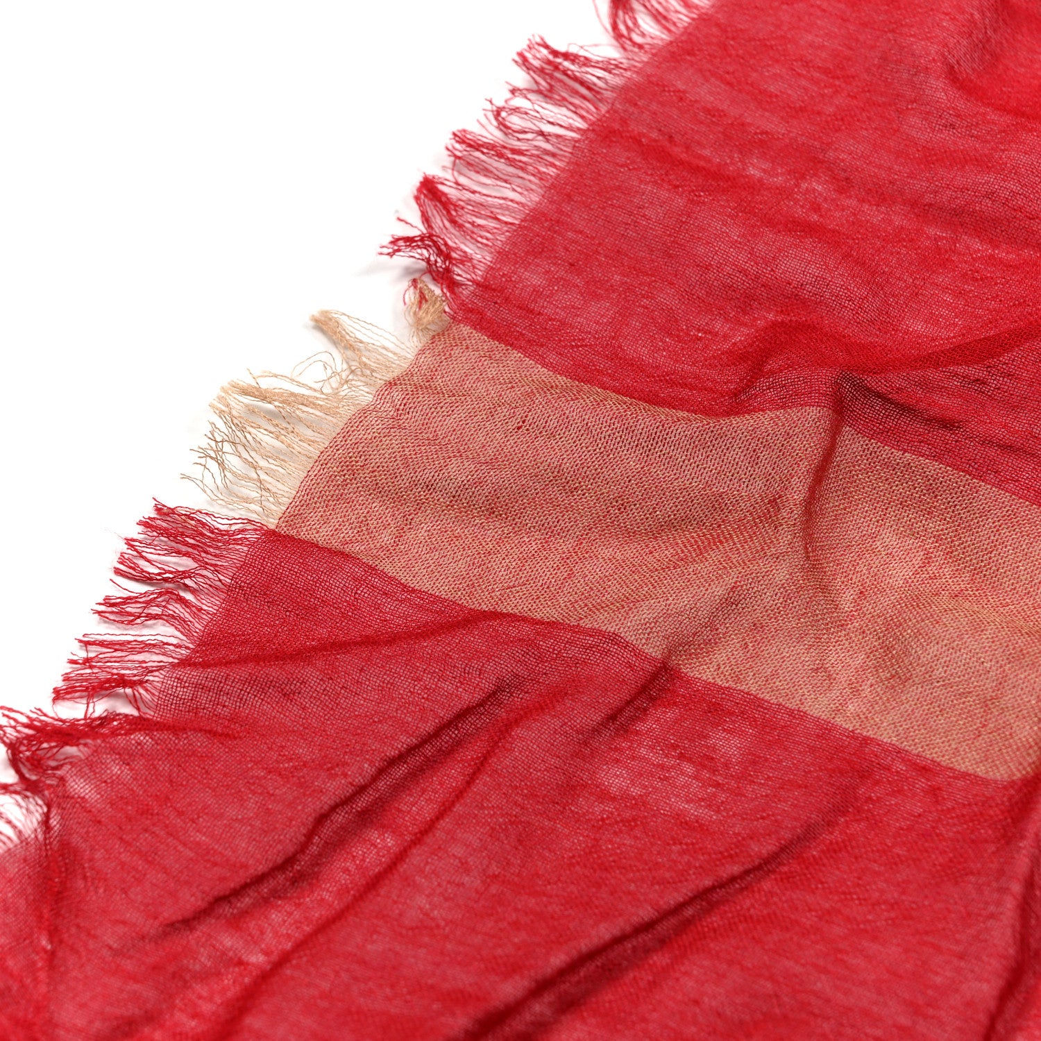 Burberry Modal Silk Cashmere Sheer Mega Check Fringe Scarf Red 5 of 5