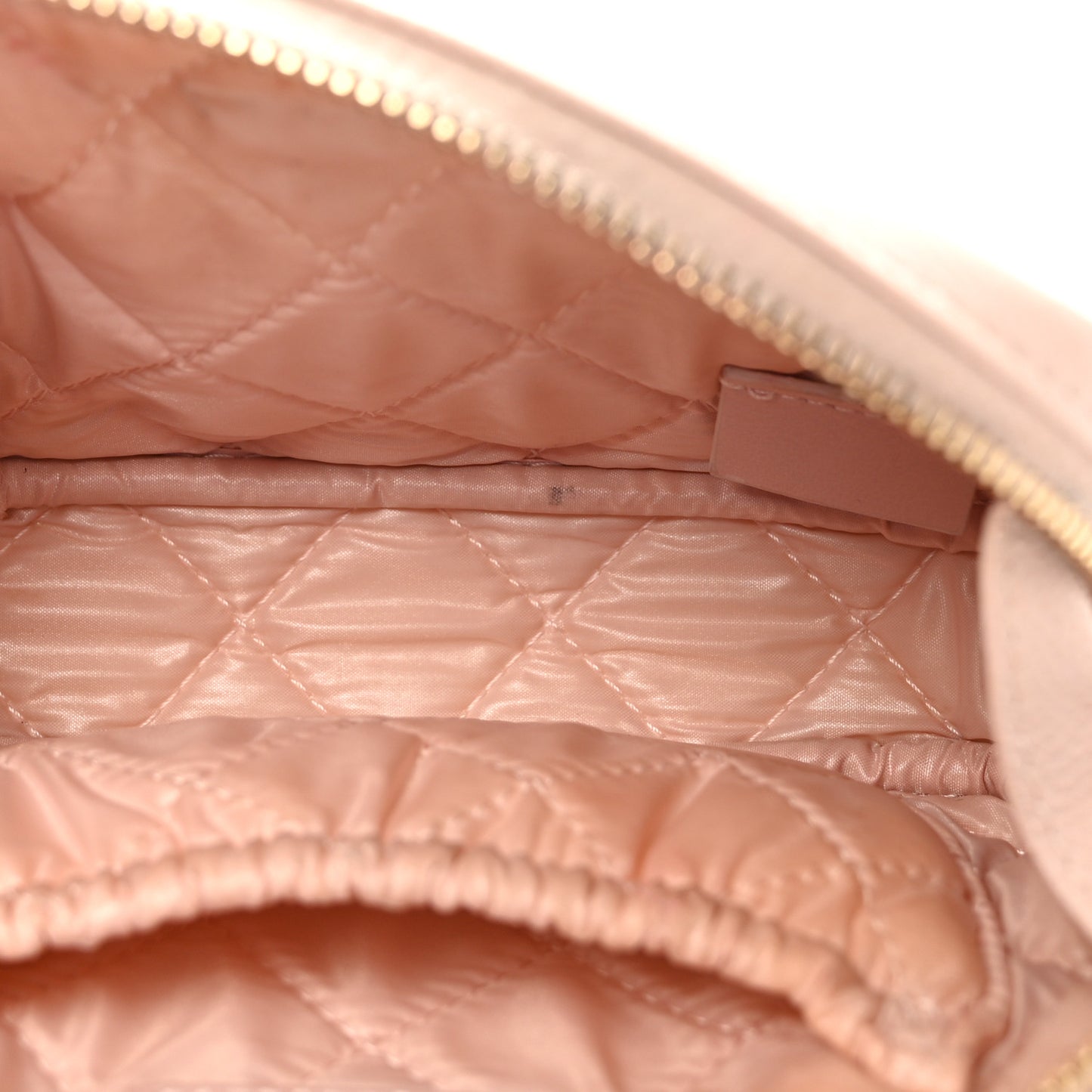 Caviar Quilted Small Curvy Pouch Cosmetic Case Light Pink