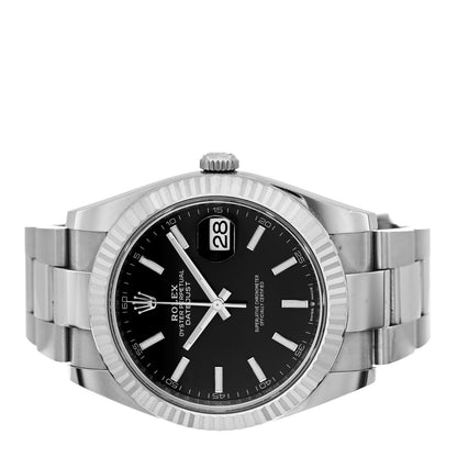 Rolex Stainless Steel 18K White Gold 41mm Oyster Perpetual Datejust Watch Black 126334 2 of 4
