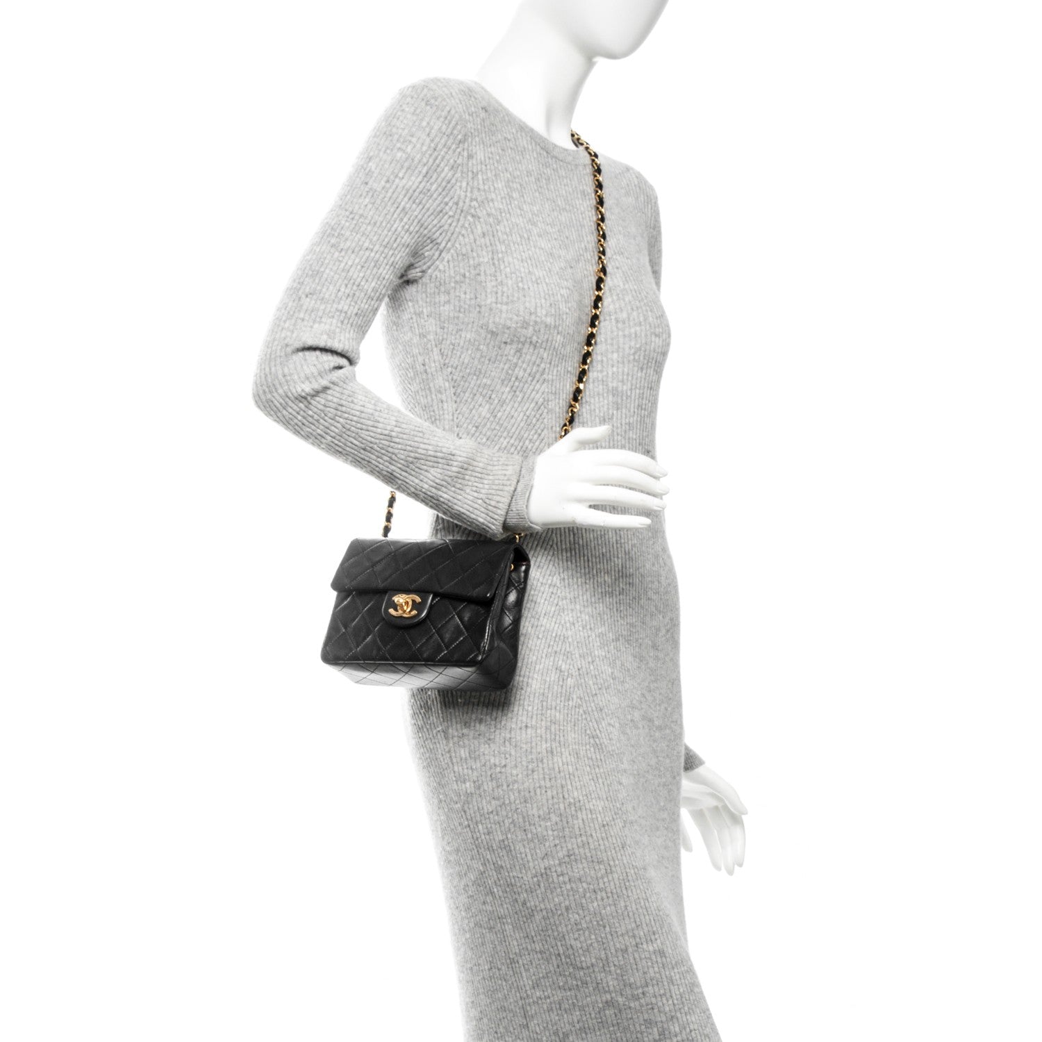 Chanel Lambskin Quilted Mini Square Flap Black 2 of 7