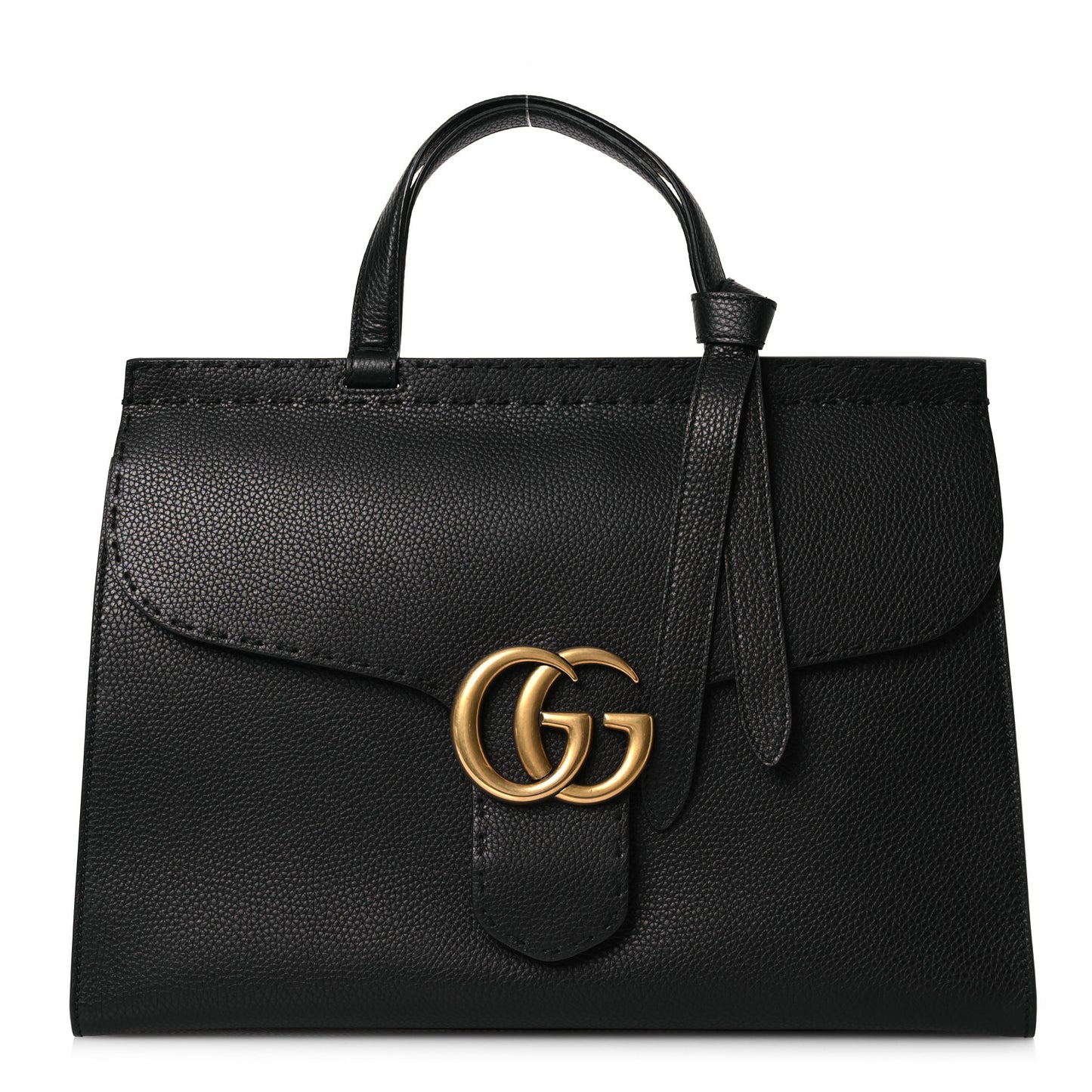 Calfskin Medium GG Marmont Top Handle Bag Black