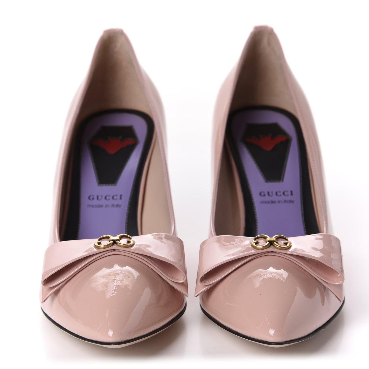 Patent GG Bow Sadie Spike Mid Heel Pumps 37.5 Perfect Pink