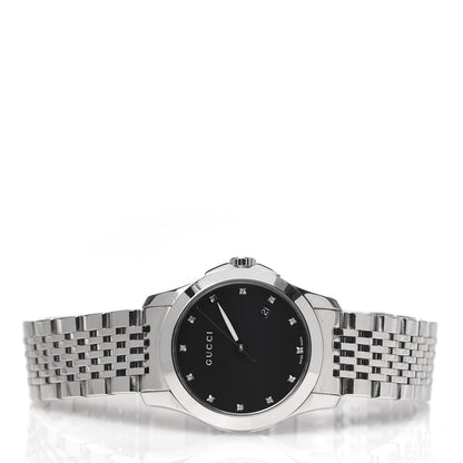 Gucci Stainless Steel Diamond 28mm G-Timeless Quartz Watch Black 3 of 7