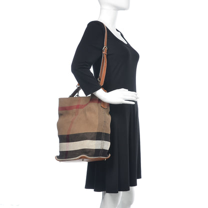 Burberry Canvas Mega Check Medium Ashby Hobo Saddle Brown 2 of 14