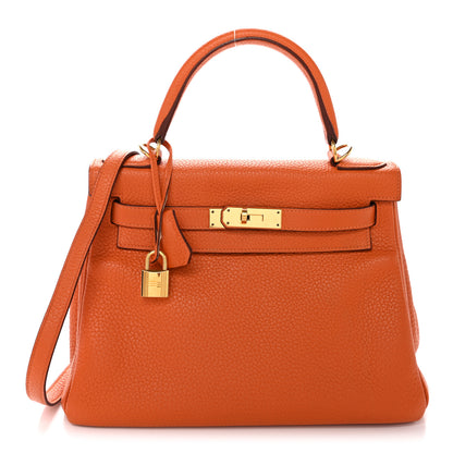 Hermes Taurillon Clemence Kelly Retourne 28 Orange 1 of 12
