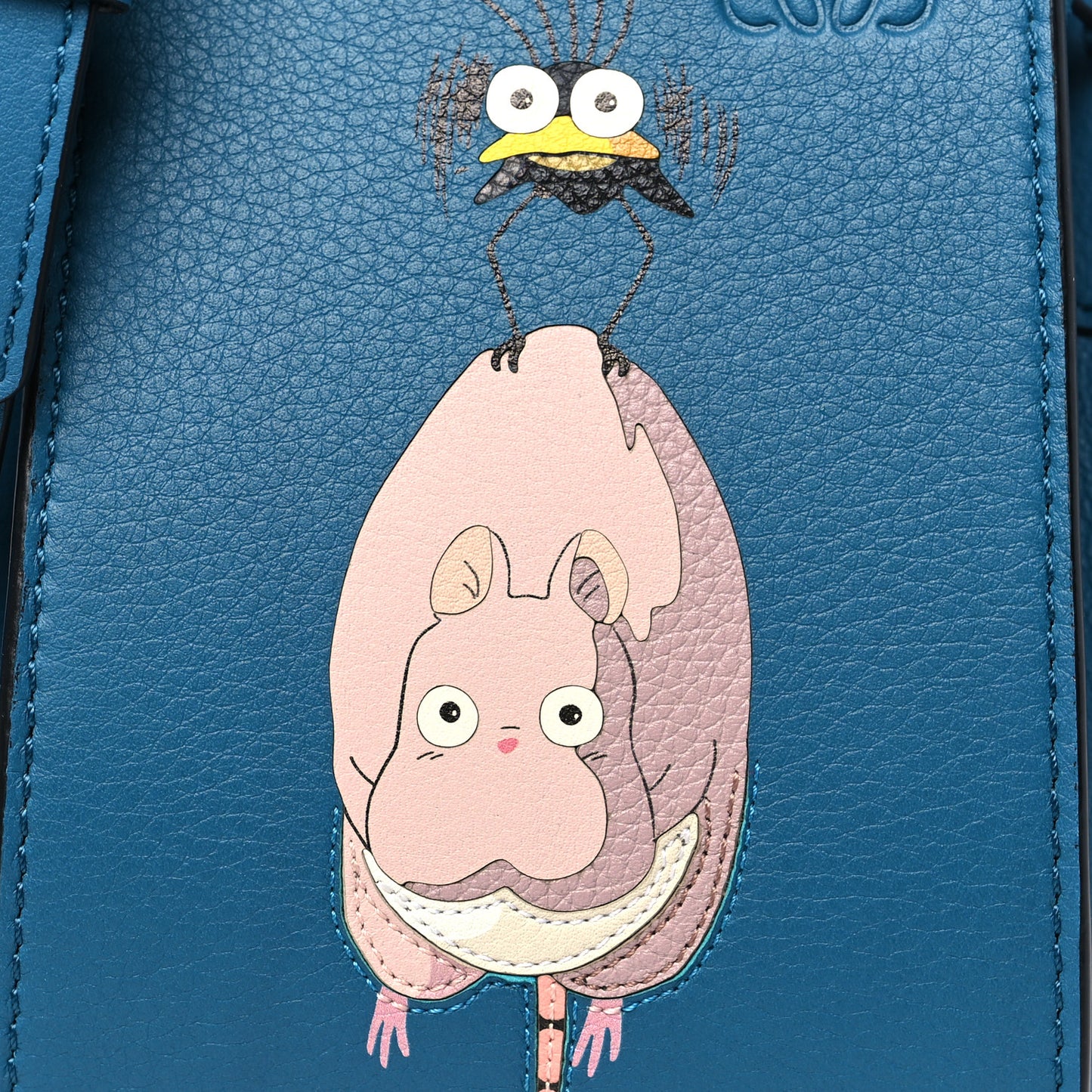 X SPIRITED AWAY Calfskin Bo Mouse Mini Hammock Shoulder Bag Lagoon Blue