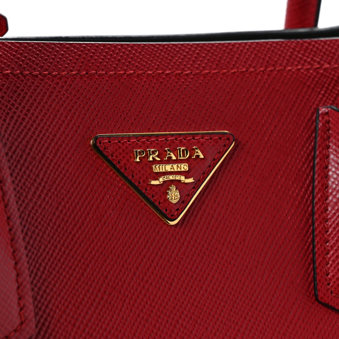 Saffiano Cuir Medium Double Bag Fuoco Black