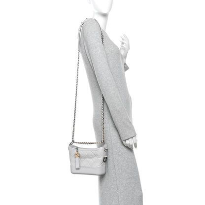 Chanel Aged Calfskin Quilted Small Gabrielle Hobo Grey 2 of 10