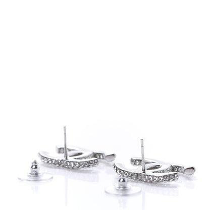 Chanel Crystal Large CC Earrings Silver 5 of 10