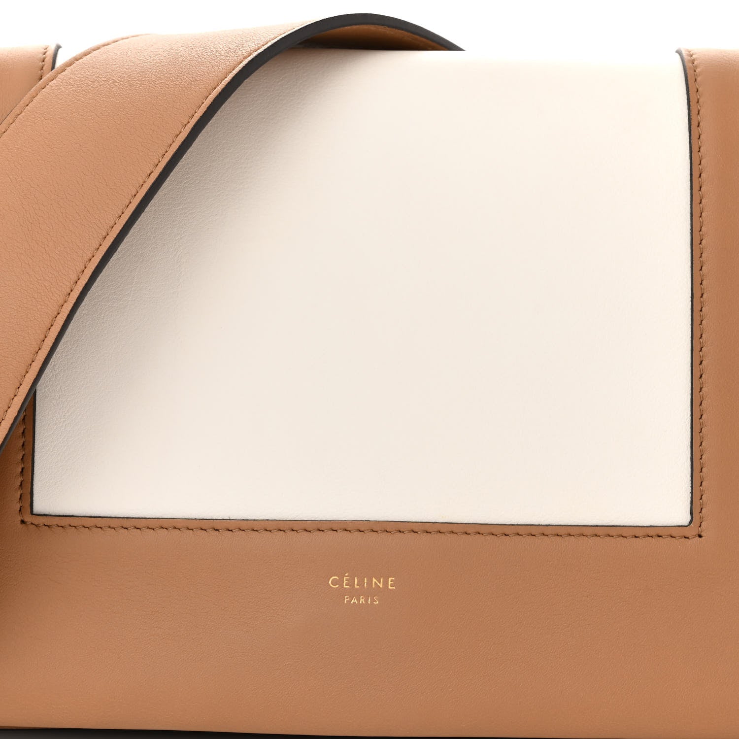 Celine Shiny Smooth Calfskin Medium Frame Shoulder Bag Tan Optic White 8 of 10