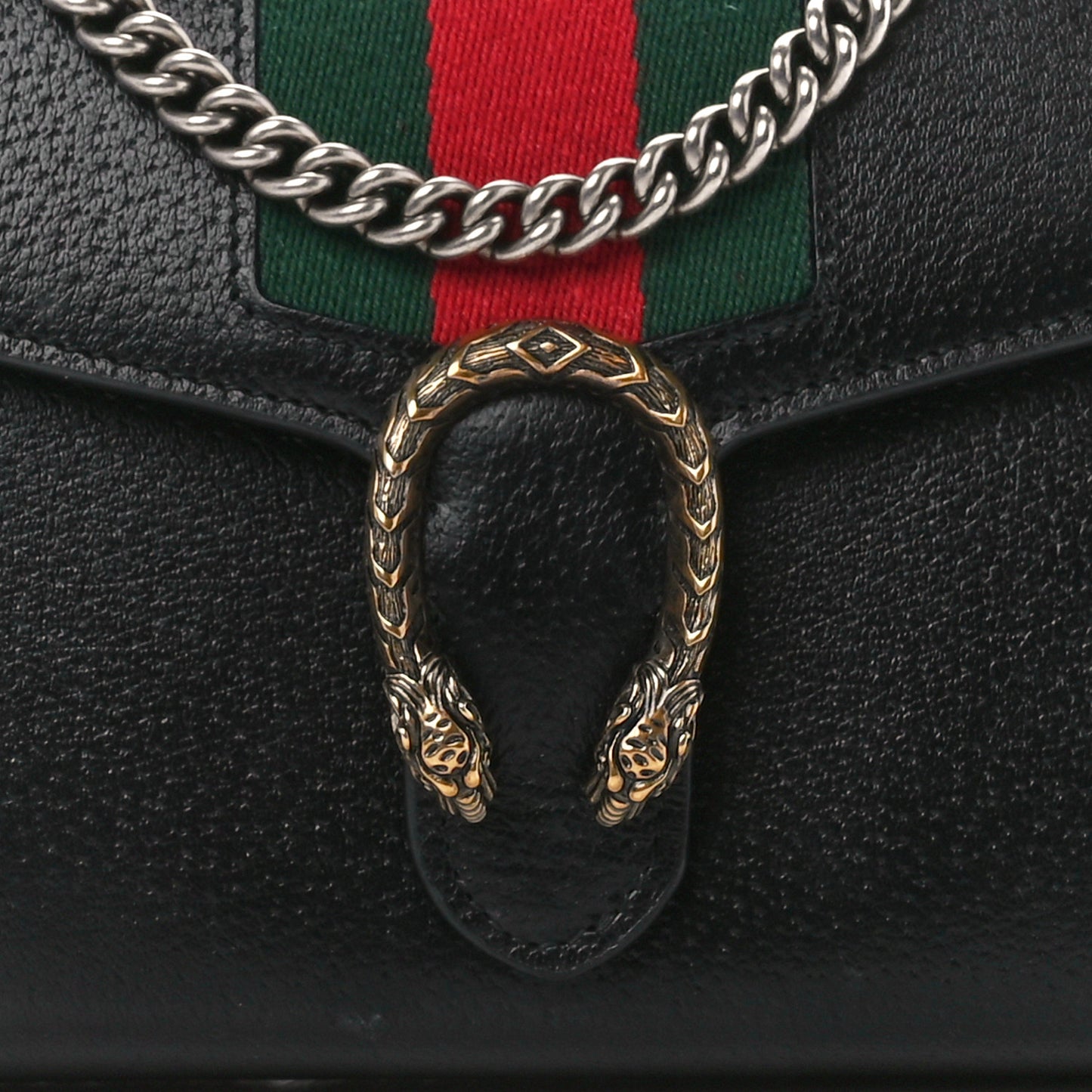 Calfskin Web Mini Dionysus Chain Wallet Black