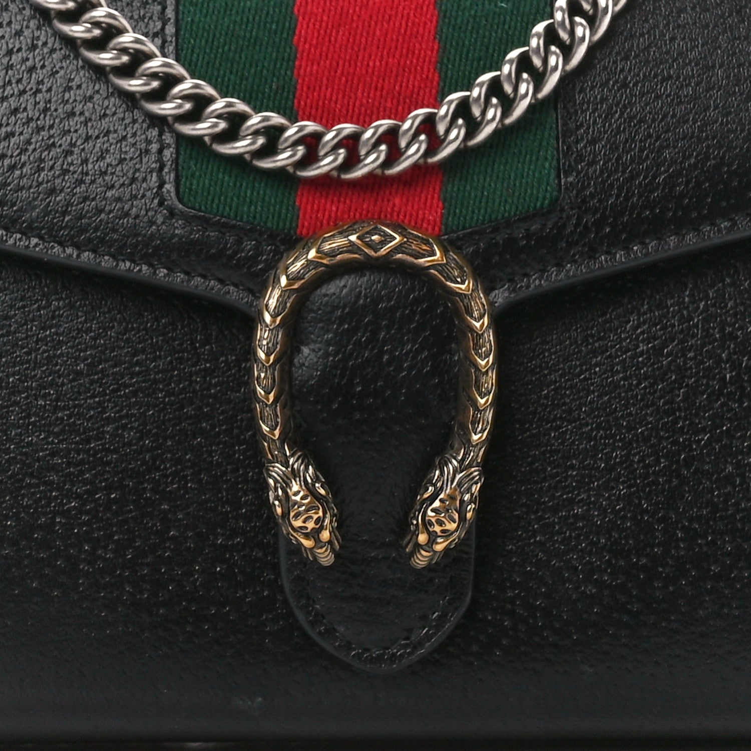 Gucci Calfskin Web Mini Dionysus Chain Wallet Black 9 of 12