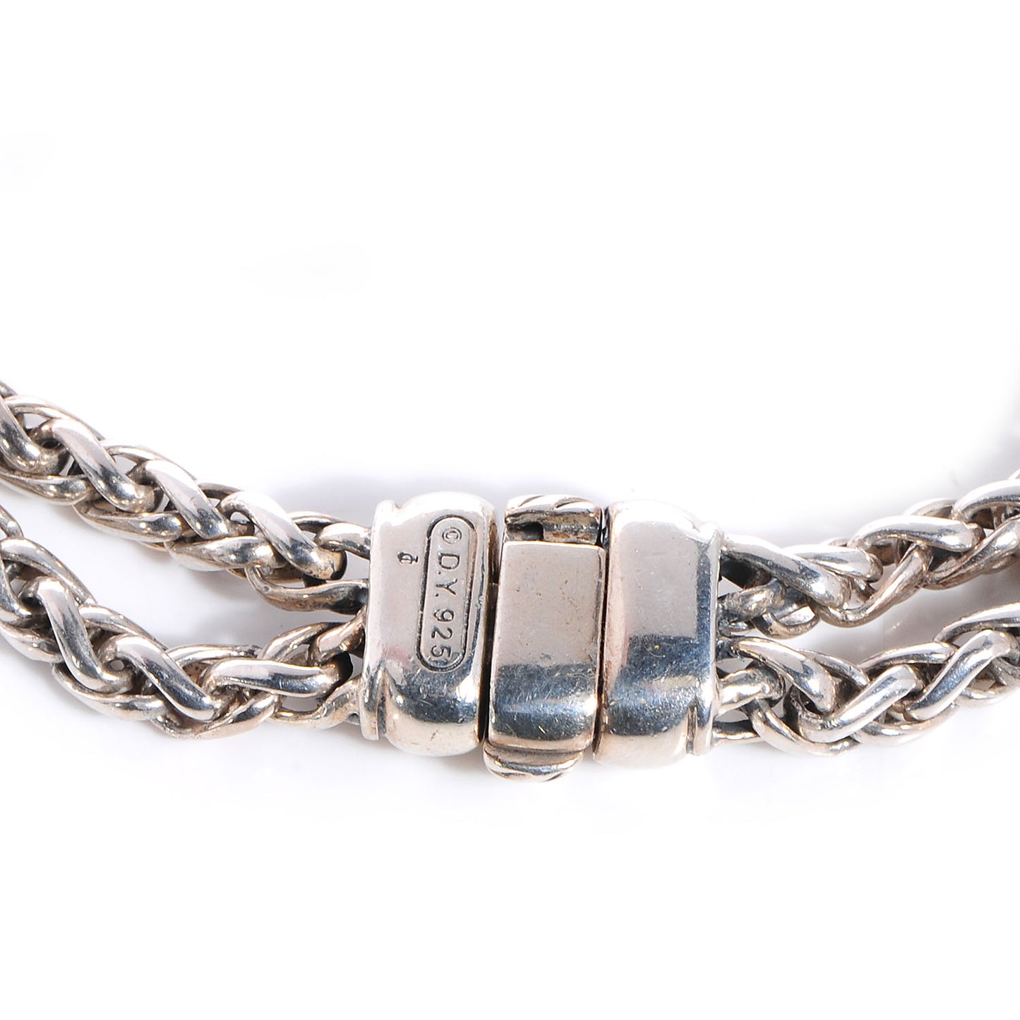 Sterling Silver Pave Diamond Double Wheat Chain Necklace