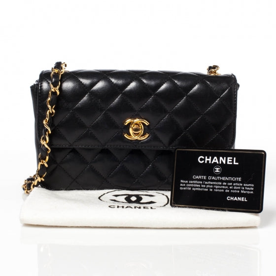 Lambskin Quilted Mini Flap Black