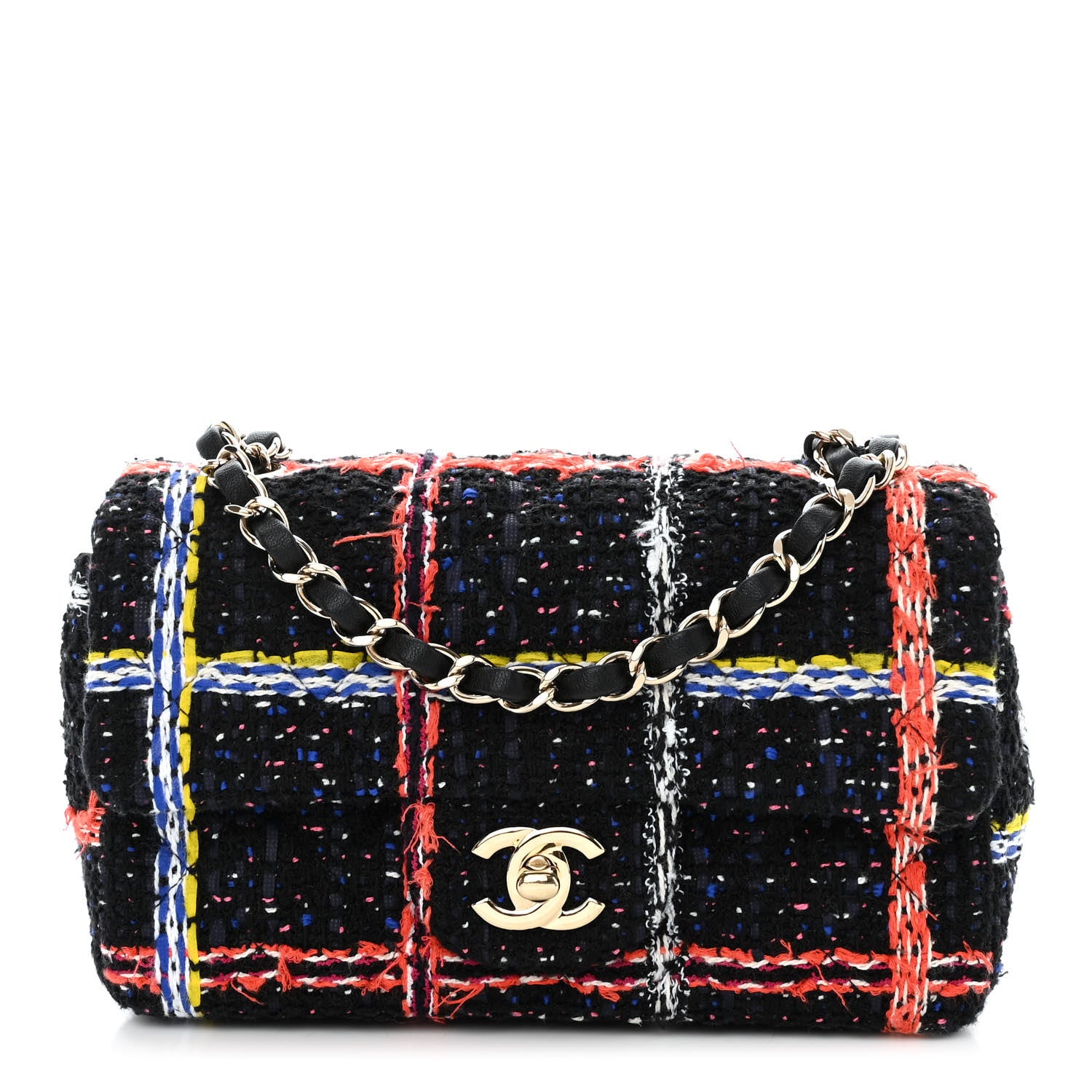 Chanel Tweed Quilted Mini Rectangular Flap Black Multicolor 1 of 10