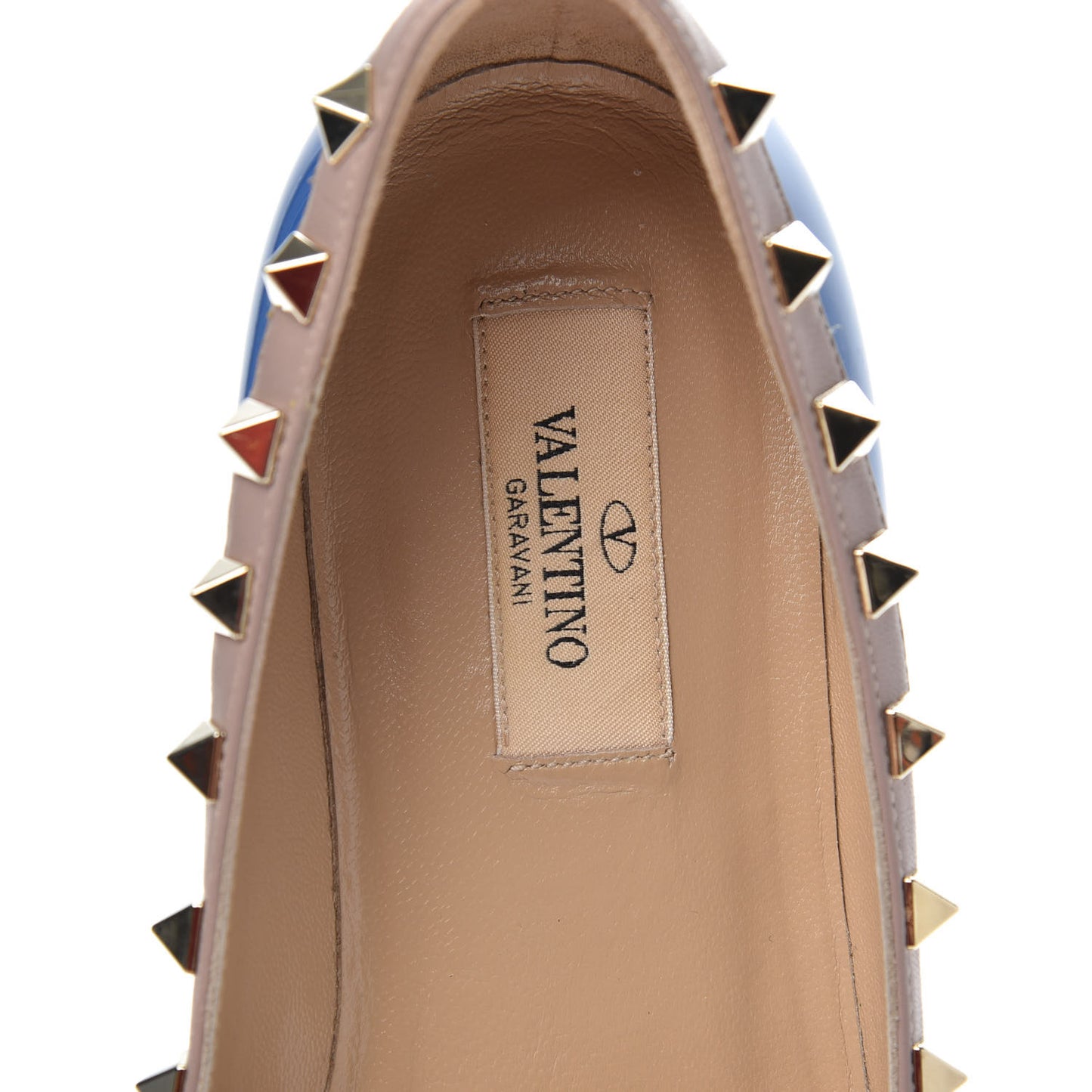 Patent Nappa Rockstud Ballerina Flats 37 Indaco Poudre