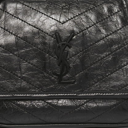 Saint Laurent Crinkled Calfskin Matelasse Monogram Medium Niki Chain Satchel Black 8 of 10