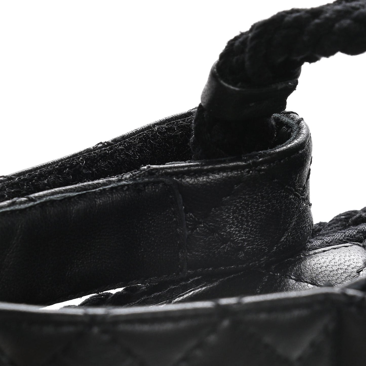 Cord Lambskin Quilted Logo Sandals 36 Black