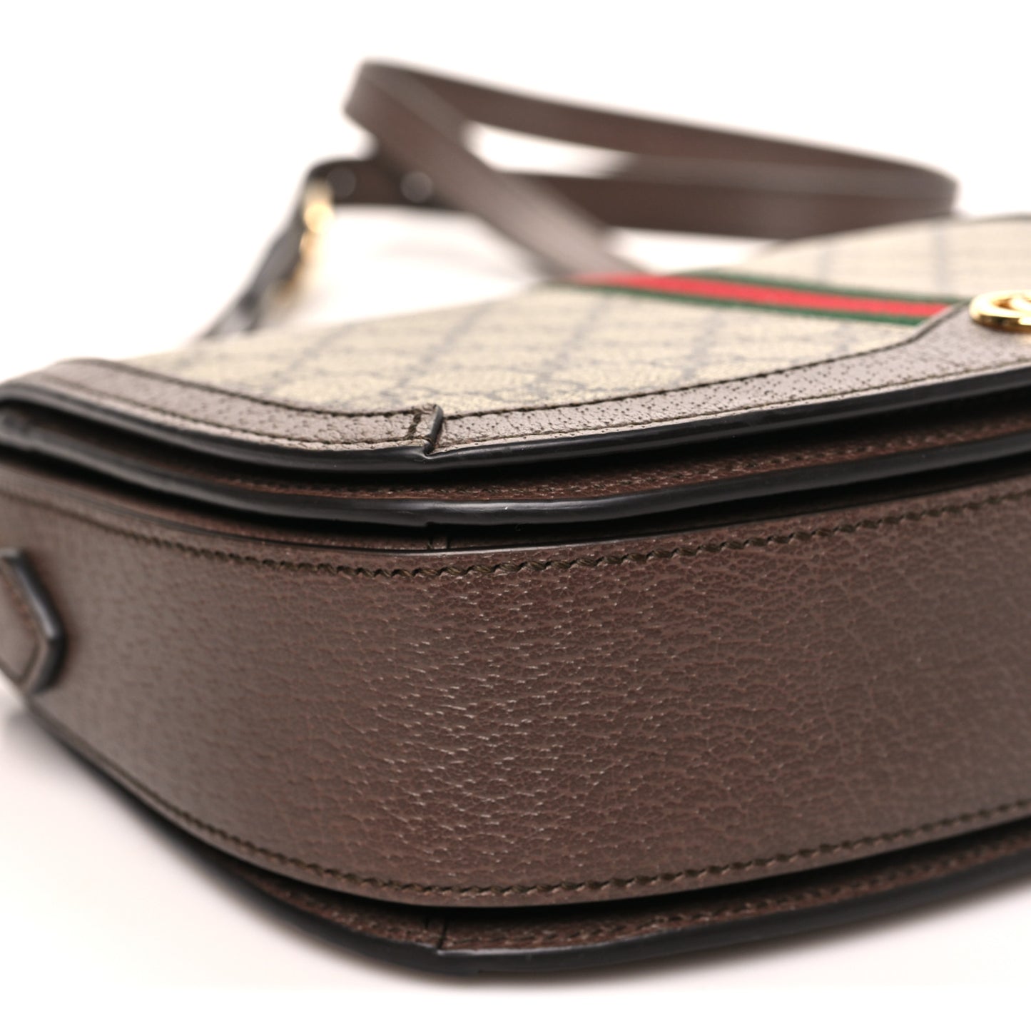 GG Supreme Monogram Web Small Ophidia Flap Messenger Bag Brown