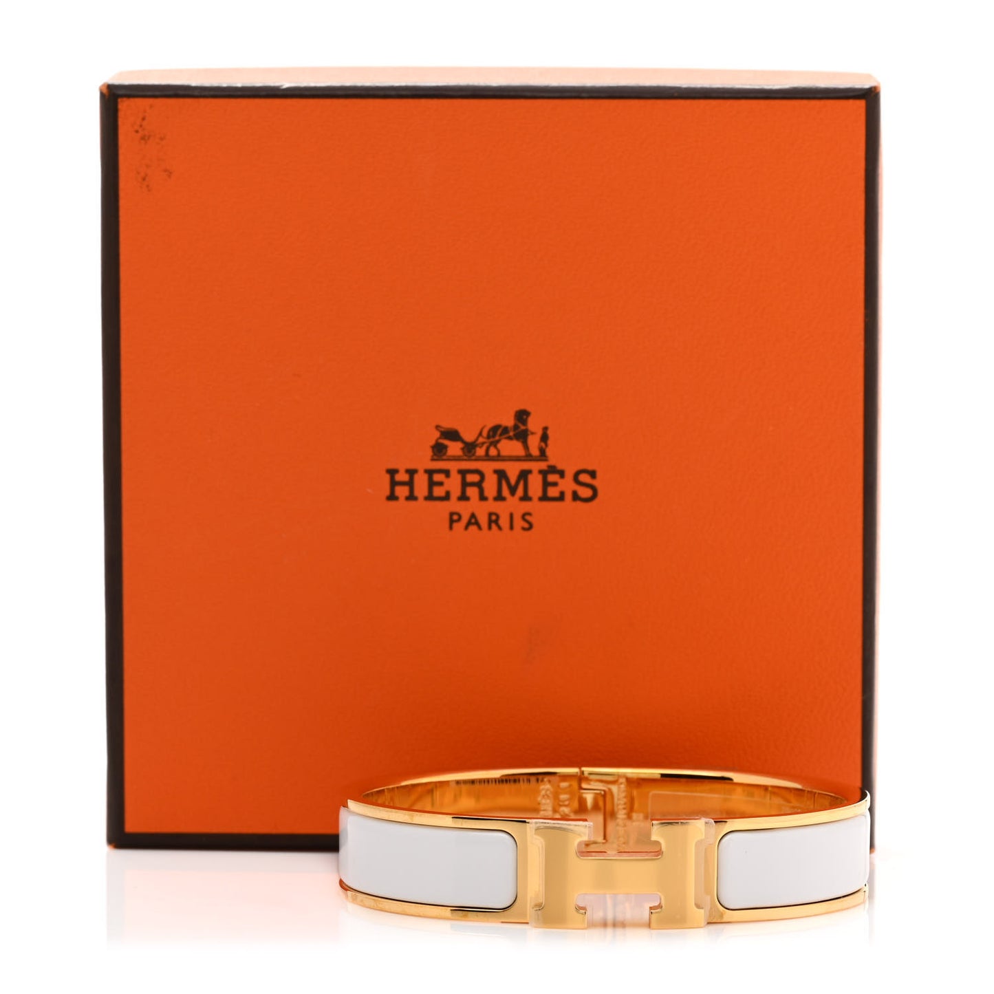 Enamel Narrow Clic Clac H Bracelet PM White