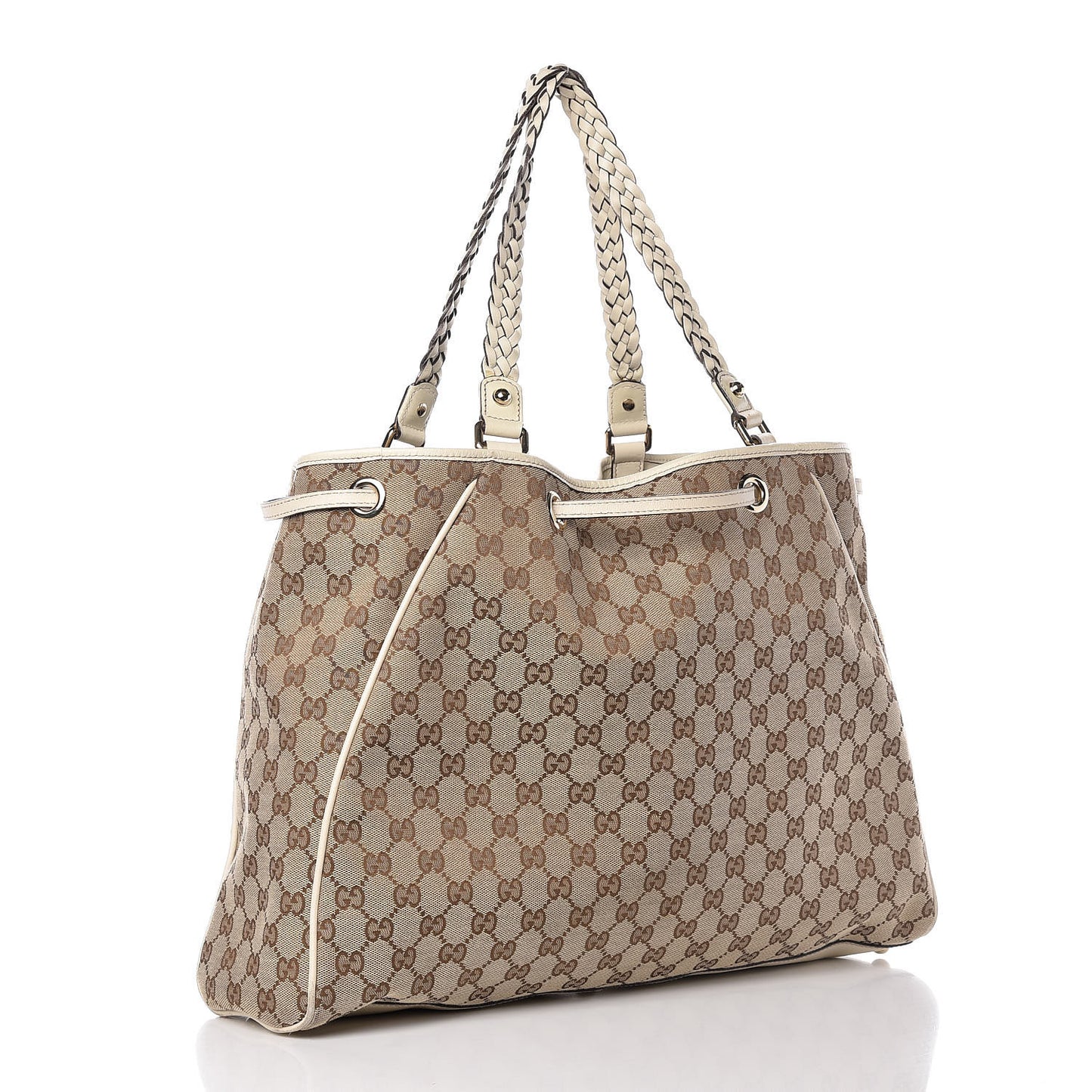 Monogram Peggy Braided Tote Off White