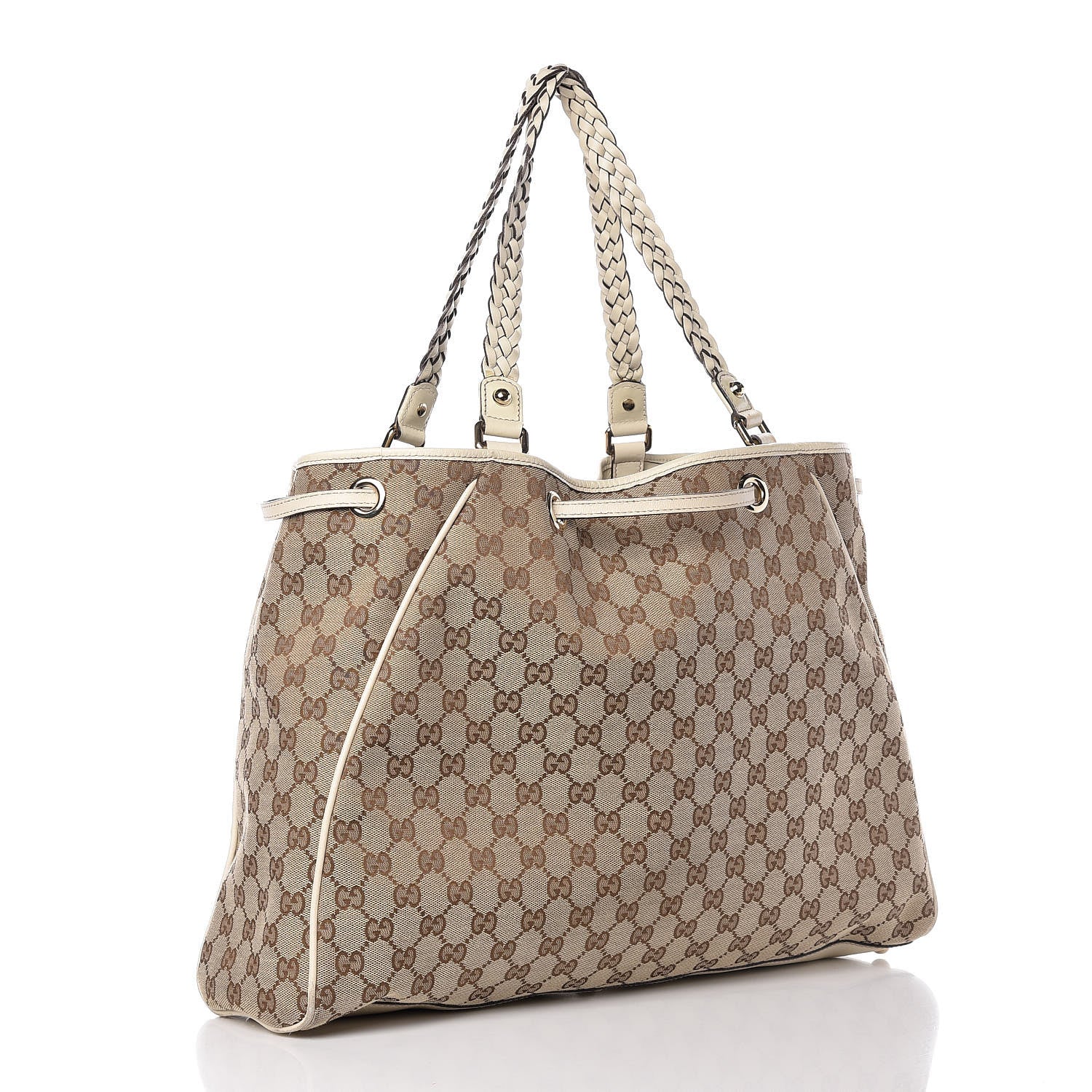 Gucci Monogram Peggy Braided Tote Off White 3 of 19