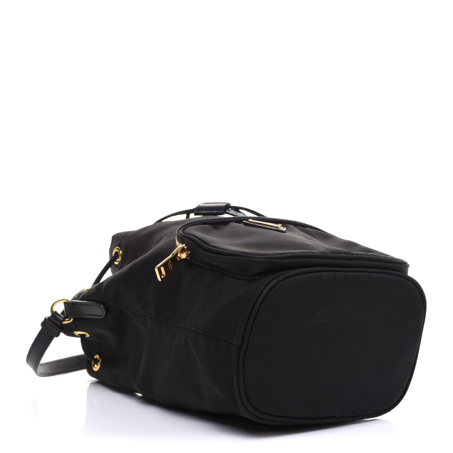 Saffiano Tessuto Nylon Mini Bucket Crossbody Bag Black