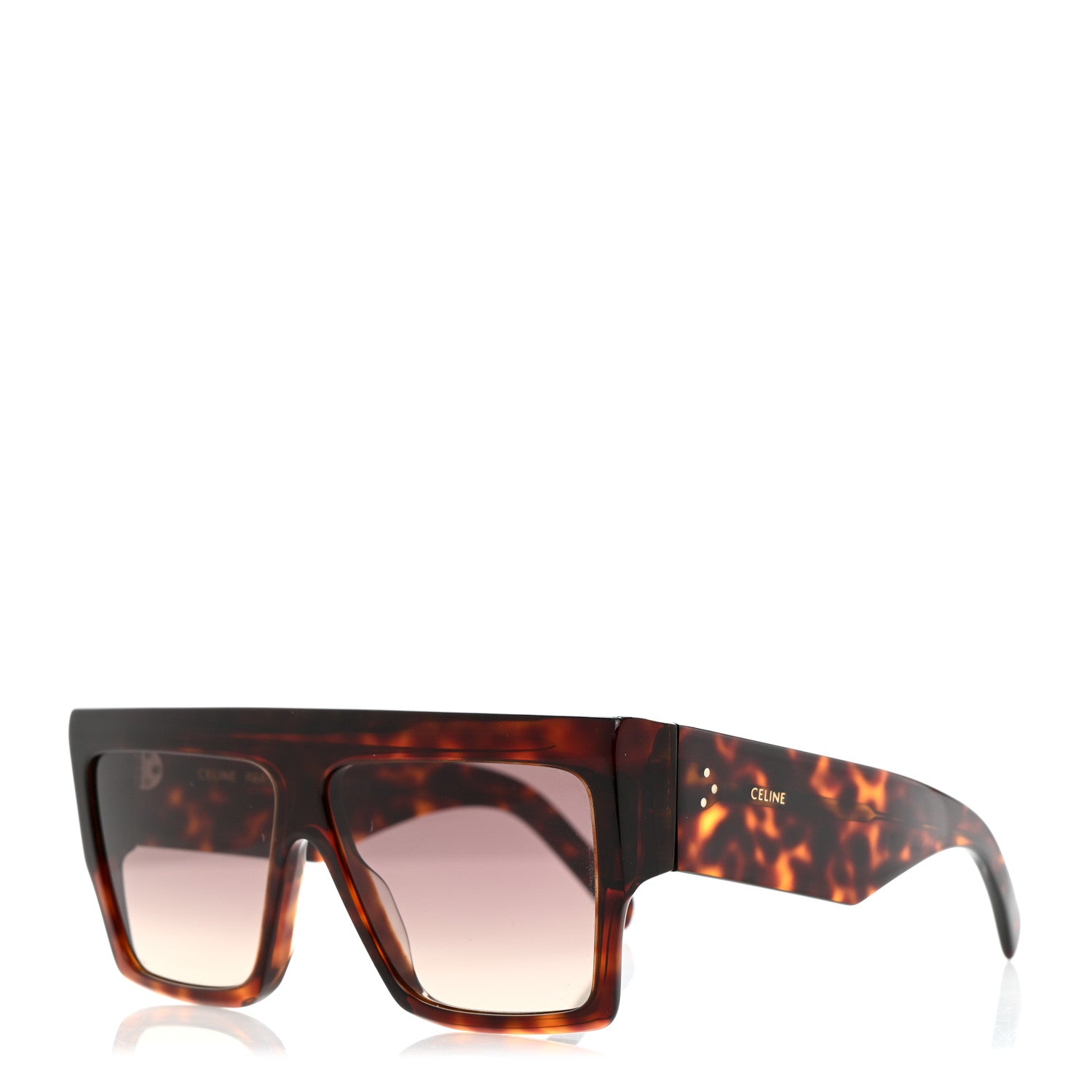 Celine Acetate Flat Top Rectangular Sunglasses CL400921 Dark Havana 1 of 7