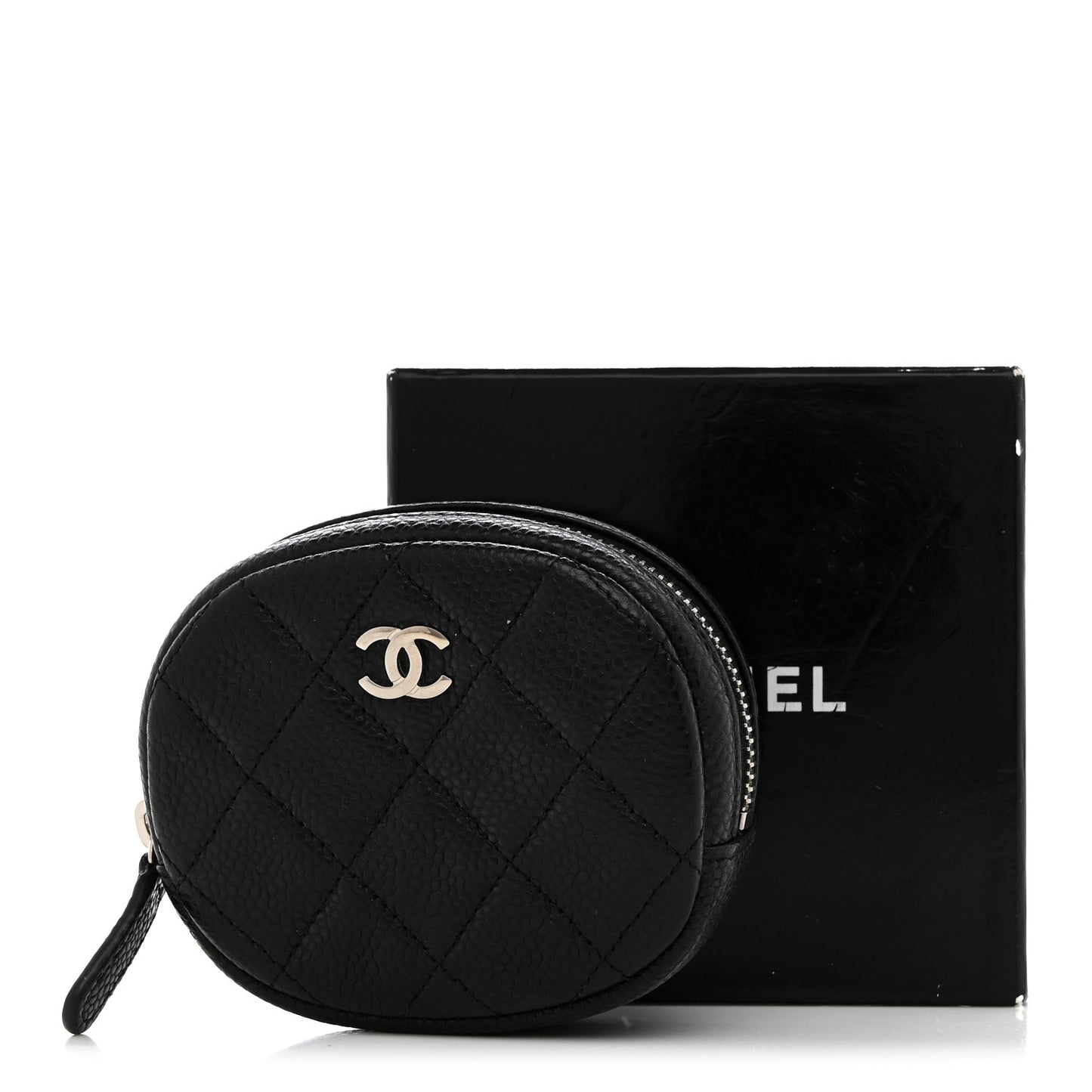 Caviar Quilted Zip Around Classic Coin Purse Black