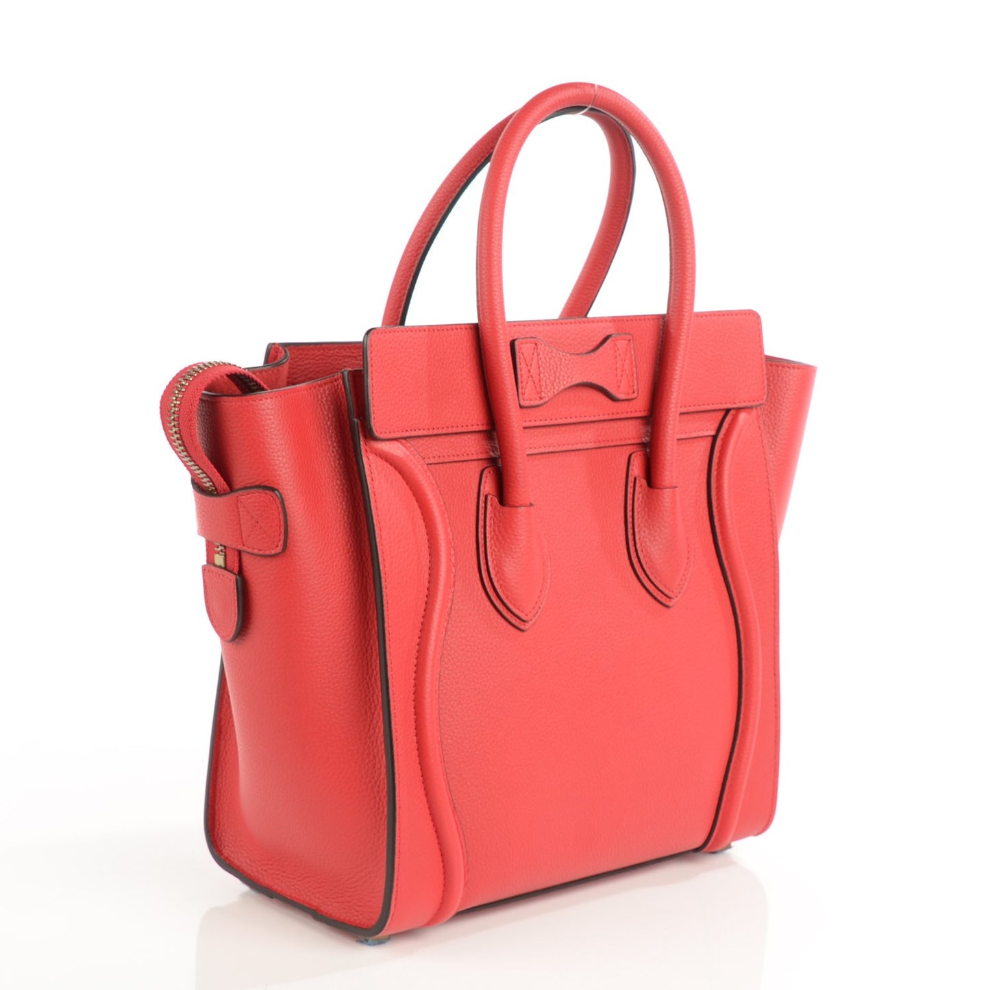 Drummed Calfskin Micro Luggage Coquelicot