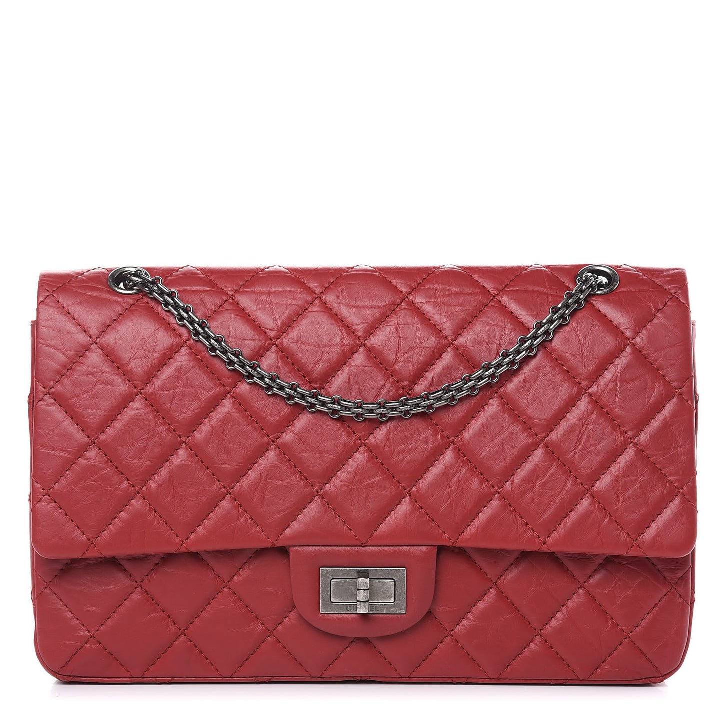 Aged Calfskin Quilted 2.55 Reissue 227 Flap Red