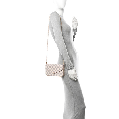 Louis Vuitton Damier Azur Pochette Felicie Chain Wallet Rose Ballerine 2 of 11