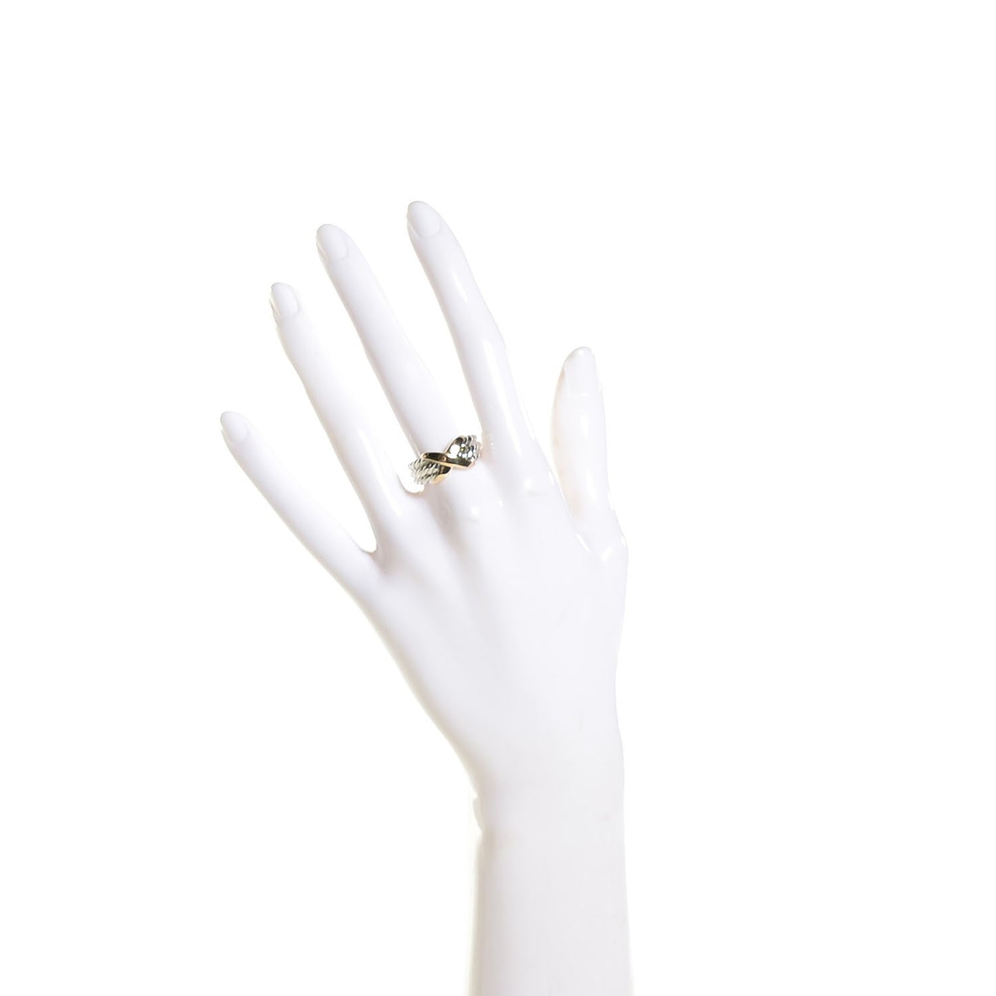 Sterling Silver 18K Yellow Gold X Triple Row Ring 7