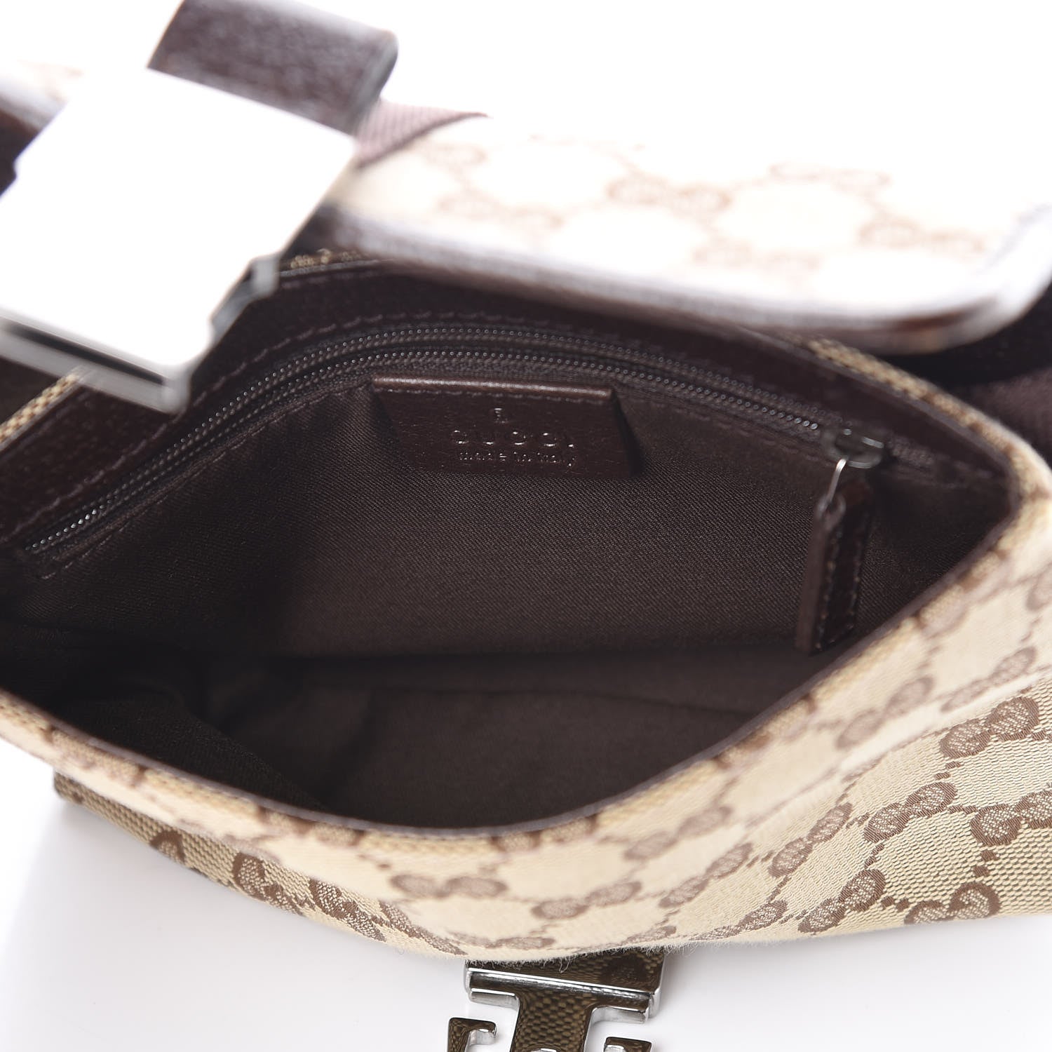 Gucci GG Monogram Buckle Belt Bag Dark Brown 7 of 9