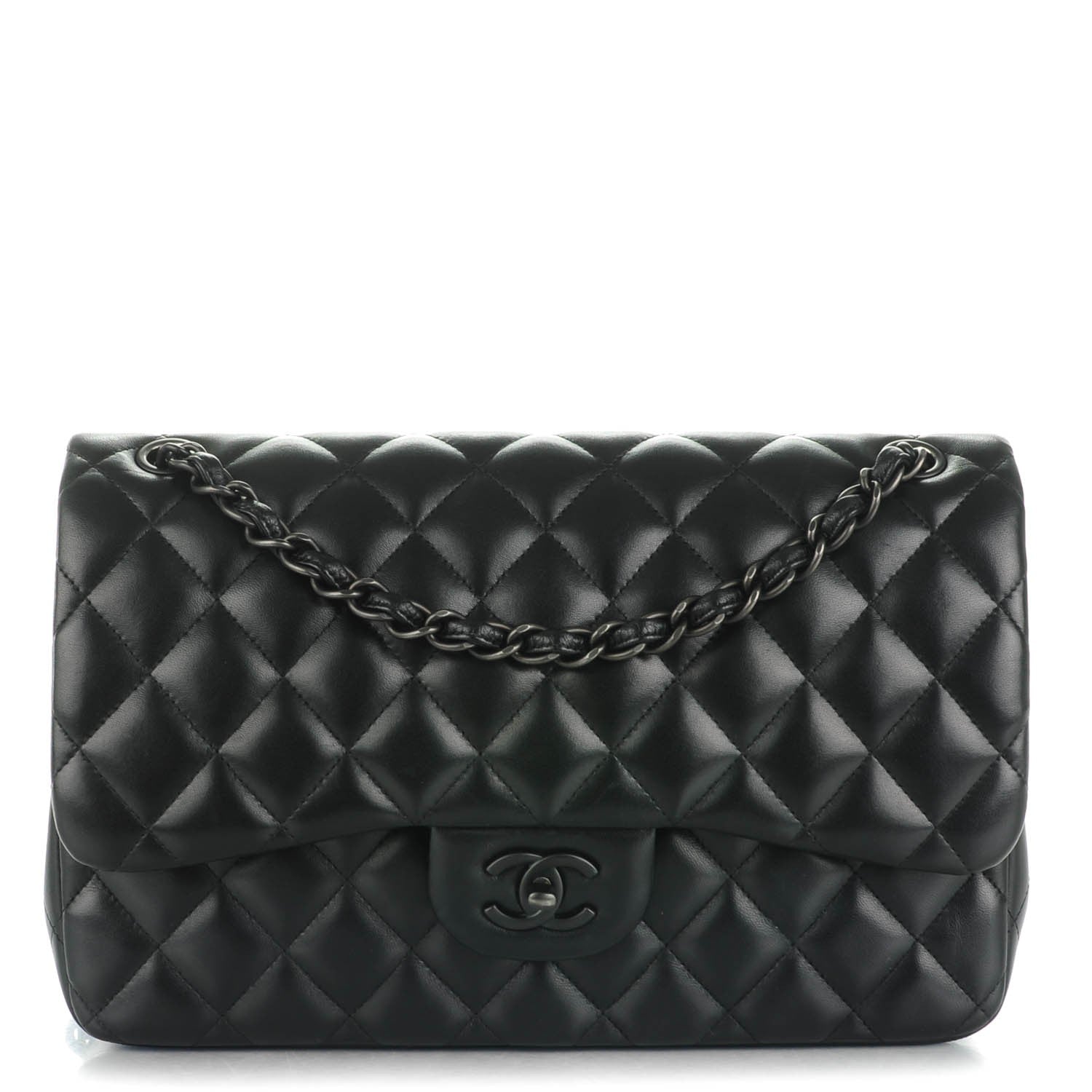 Chanel Lambskin Quilted Jumbo Double Flap So Black 1 of 8
