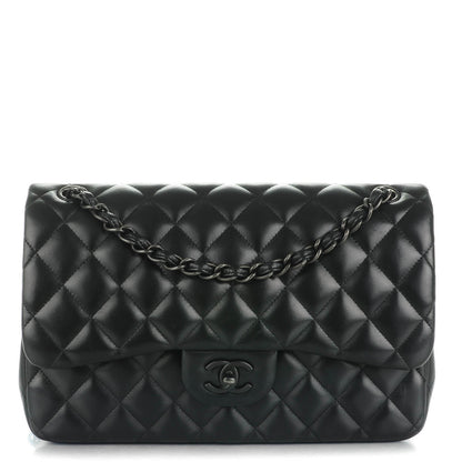 Chanel Lambskin Quilted Jumbo Double Flap So Black 1 of 8