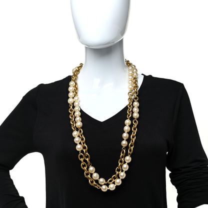 Chanel Pearl Chain CC Necklace Gold 1 of 4