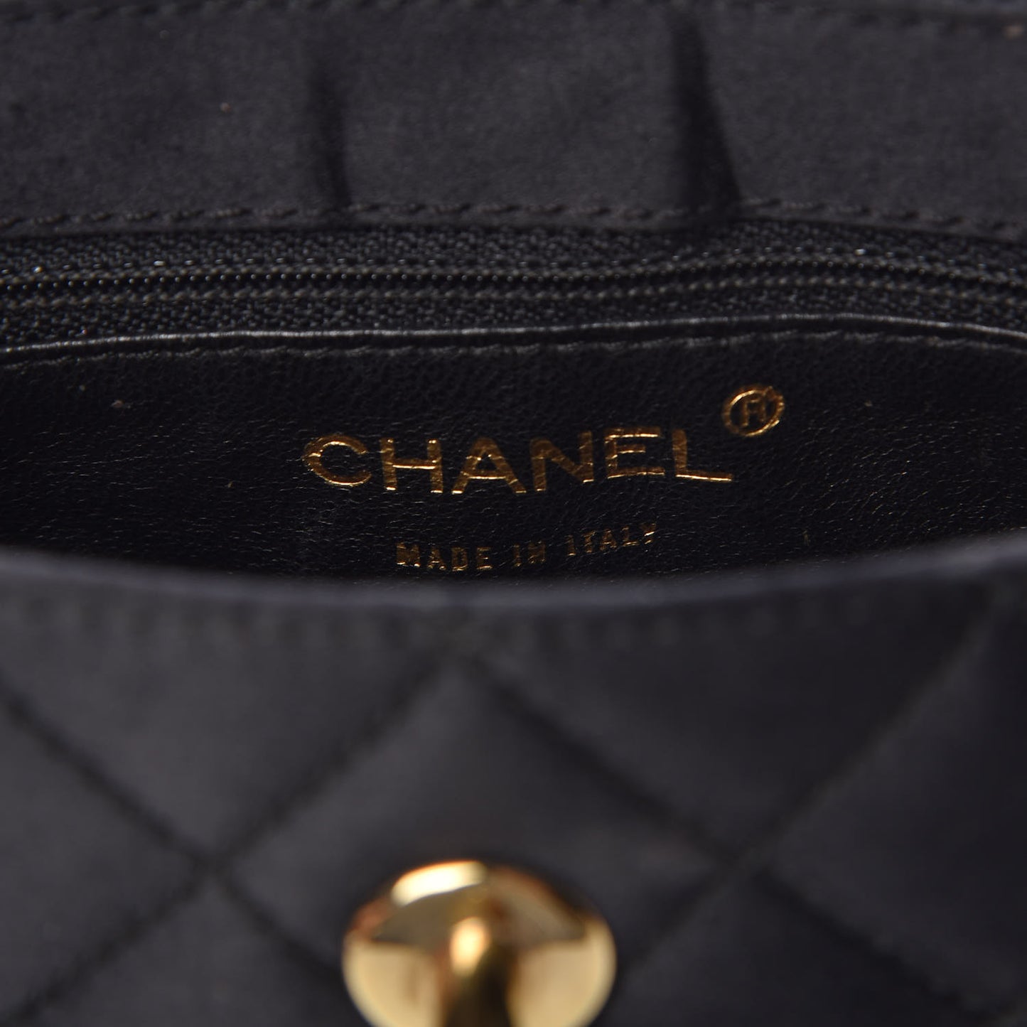Satin Quilted Mini Flap Black