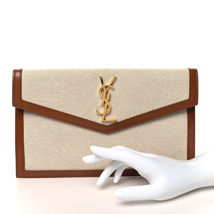 Saint Laurent Canvas Uptown Pouch Natural Beige Brick 2 of 7
