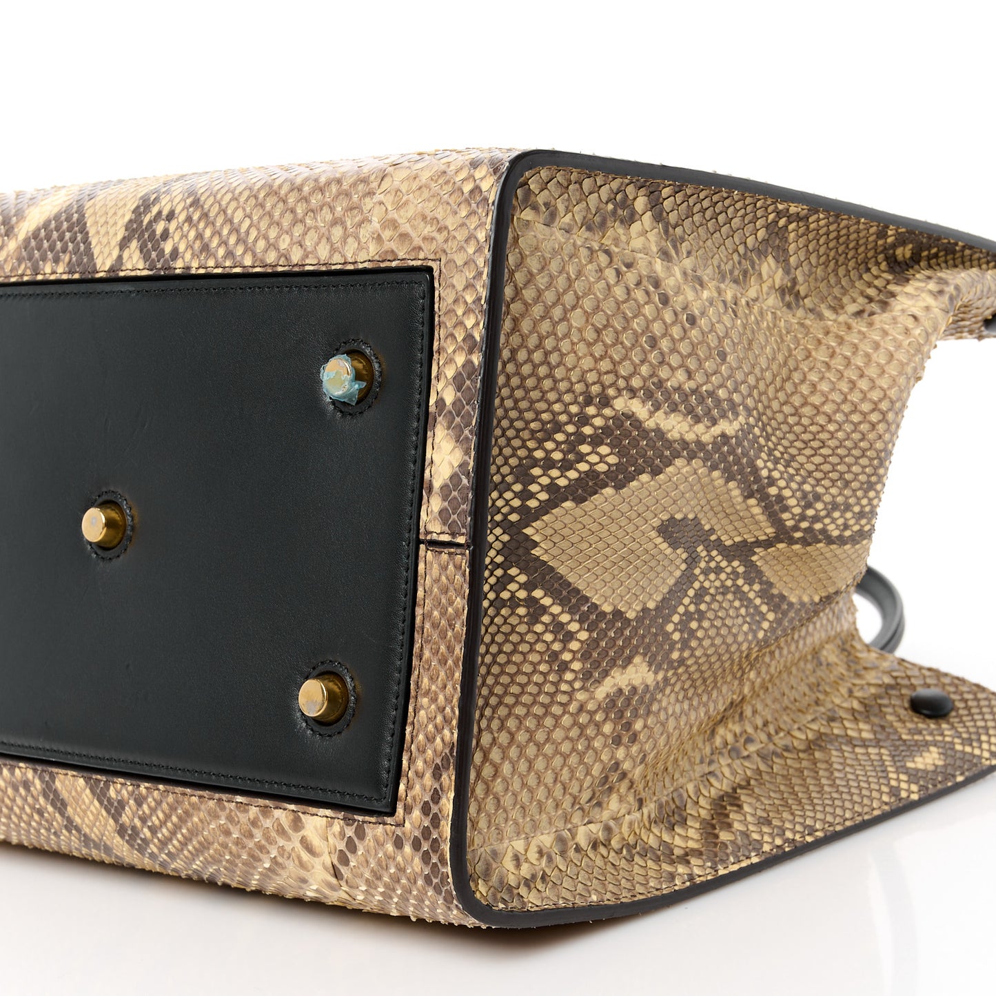 Snakeskin Calfskin Small Tie Knot Tote Black