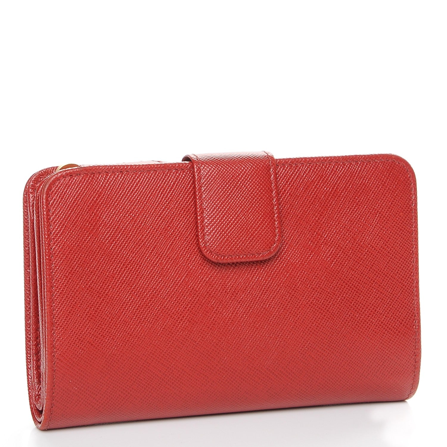 Prada Saffiano Metal Compact Wallet Fuoco 3 of 8