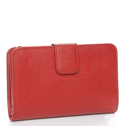 Prada Saffiano Metal Compact Wallet Fuoco 3 of 8