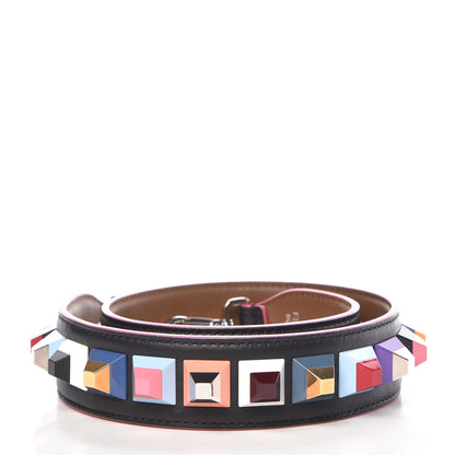 Fendi Vitello Dolce Plexiglass Bi-Color Studded Strap You Black Brownie Multicolor 2 of 4