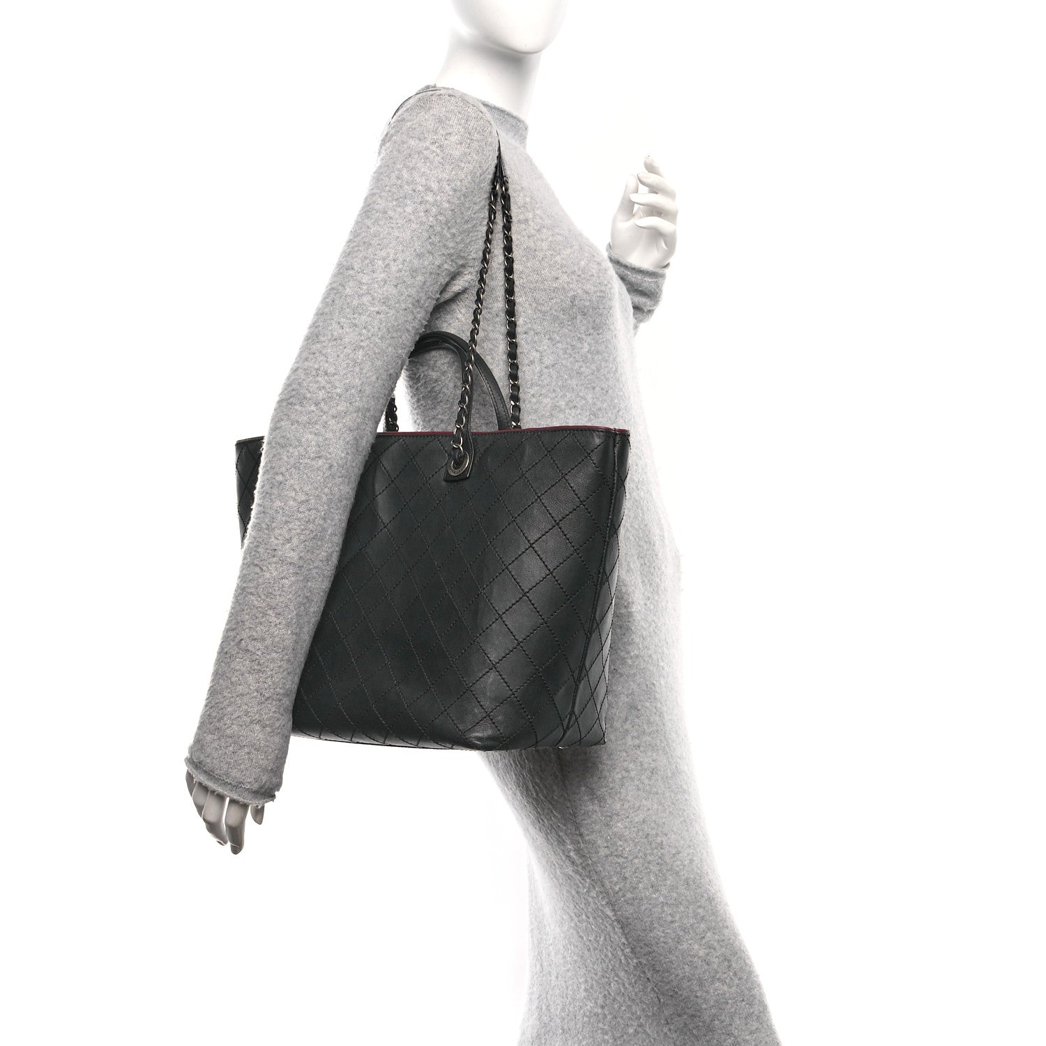 Chanel Calfskin Stitched Large Shopping Tote Black 2 of 10