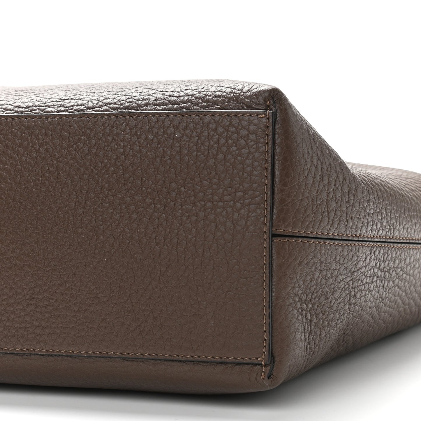 Grained Calfskin Rockstud Shoulder Tote Deep Taupe