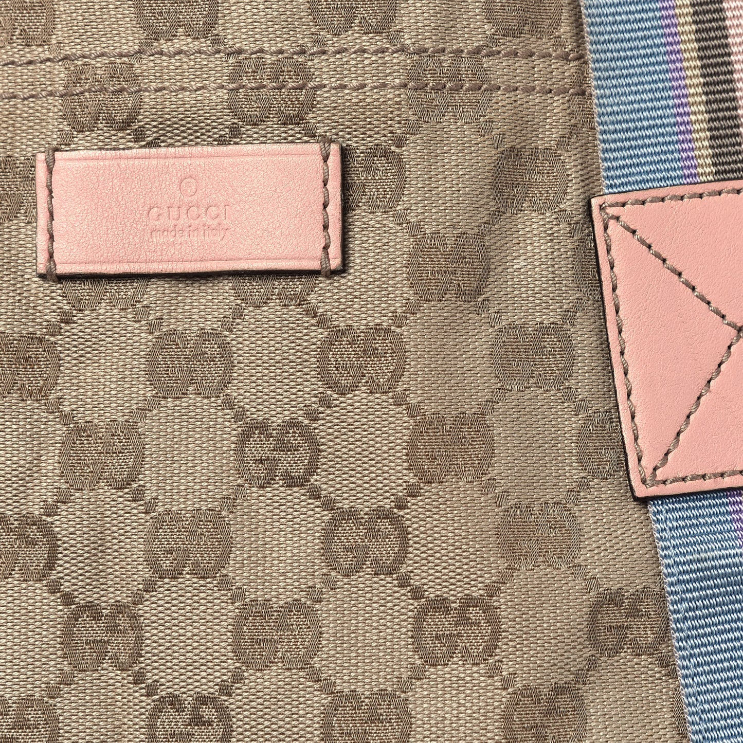 GG Monogram Medium Web Handle Vertical Tote Pink Blue